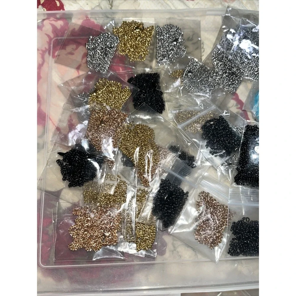 Seed Beads Lot , Findings , Turquoise Beads , Chains And‎ Divided Container